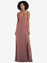 Front View Thumbnail - Rosewood Tie-Back Cutout Maxi Dress with Front Slit
