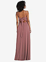 Rear View Thumbnail - Rosewood Tie-Back Cutout Maxi Dress with Front Slit