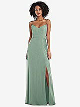 Front View Thumbnail - Seagrass Tie-Back Cutout Maxi Dress with Front Slit