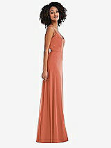 Side View Thumbnail - Terracotta Copper Tie-Back Cutout Maxi Dress with Front Slit