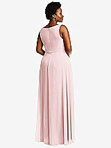 Rear View Thumbnail - Ballet Pink Deep V-Neck Chiffon Maxi Dress