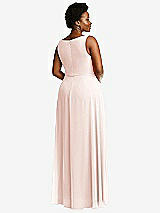 Rear View Thumbnail - Blush Deep V-Neck Chiffon Maxi Dress
