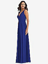Alt View 4 Thumbnail - Cobalt Blue Deep V-Neck Chiffon Maxi Dress