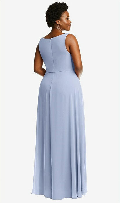 Deep V neck Chiffon Maxi Bridesmaid Dress In Sky Blue The Dessy