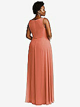 Rear View Thumbnail - Terracotta Copper Deep V-Neck Chiffon Maxi Dress