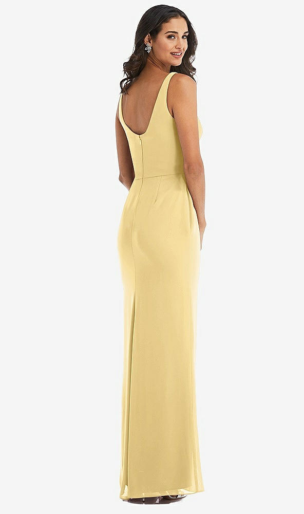 Back View - Buttercup Scoop Neck Open-Back Trumpet Gown
