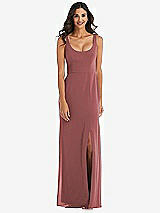 Front View Thumbnail - English Rose Scoop Neck Open-Back Trumpet Gown