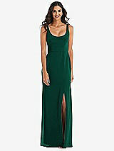 Front View Thumbnail - Hunter Green Scoop Neck Open-Back Trumpet Gown