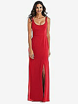 Front View Thumbnail - Parisian Red Scoop Neck Open-Back Trumpet Gown