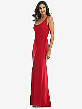 Side View Thumbnail - Parisian Red Scoop Neck Open-Back Trumpet Gown