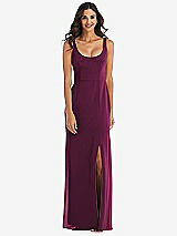 Front View Thumbnail - Ruby Scoop Neck Open-Back Trumpet Gown