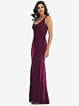 Side View Thumbnail - Ruby Scoop Neck Open-Back Trumpet Gown