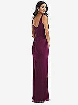 Rear View Thumbnail - Ruby Scoop Neck Open-Back Trumpet Gown