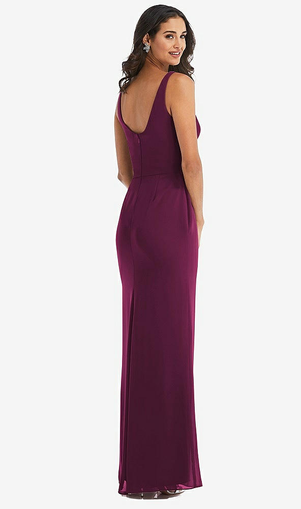 Back View - Ruby Scoop Neck Open-Back Trumpet Gown