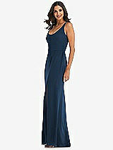 Side View Thumbnail - Sofia Blue Scoop Neck Open-Back Trumpet Gown