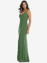 Side View Thumbnail - Vineyard Green Scoop Neck Open-Back Trumpet Gown