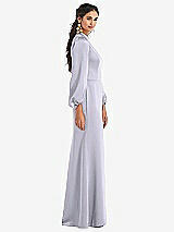 Side View Thumbnail - Silver Dove High Collar Puff Sleeve Trumpet Gown - Darby