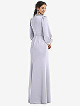 Rear View Thumbnail - Silver Dove High Collar Puff Sleeve Trumpet Gown - Darby