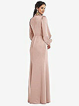 Rear View Thumbnail - Toasted Sugar High Collar Puff Sleeve Trumpet Gown - Darby