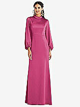 Front View Thumbnail - Tea Rose High Collar Puff Sleeve Trumpet Gown - Darby