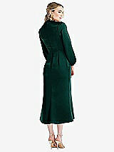 Rear View Thumbnail - Evergreen High Collar Puff Sleeve Midi Dress - Bronwyn