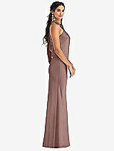 Side View Thumbnail - Sienna Draped Twist Halter Tie-Back Trumpet Gown