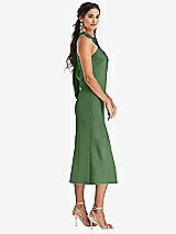 Side View Thumbnail - Vineyard Green Draped Twist Halter Tie-Back Midi Dress - Paloma