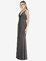 Side View Thumbnail - Caviar Gray Twist Strap Maxi Slip Dress with Front Slit - Neve