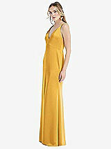 Side View Thumbnail - NYC Yellow Twist Strap Maxi Slip Dress with Front Slit - Neve