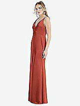 Side View Thumbnail - Amber Sunset Twist Strap Maxi Slip Dress with Front Slit - Neve