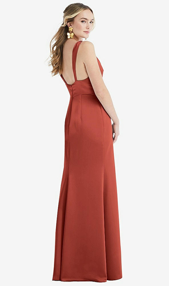 Back View - Amber Sunset Twist Strap Maxi Slip Dress with Front Slit - Neve