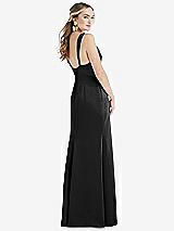 Rear View Thumbnail - Black Twist Strap Maxi Slip Dress with Front Slit - Neve