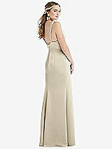Rear View Thumbnail - Champagne Twist Strap Maxi Slip Dress with Front Slit - Neve