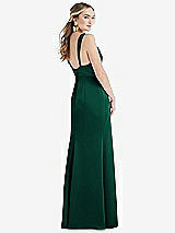 Rear View Thumbnail - Hunter Green Twist Strap Maxi Slip Dress with Front Slit - Neve