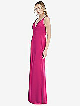 Side View Thumbnail - Think Pink Twist Strap Maxi Slip Dress with Front Slit - Neve