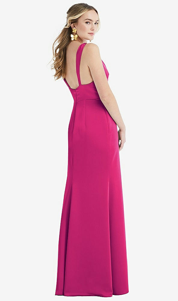 Back View - Think Pink Twist Strap Maxi Slip Dress with Front Slit - Neve