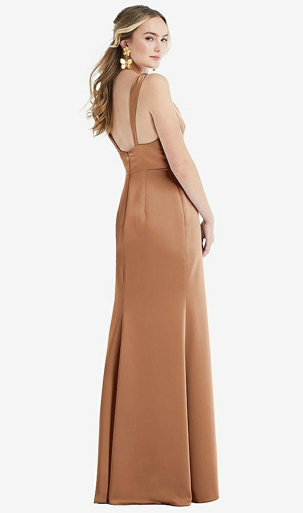 Back View - Toffee Twist Strap Maxi Slip Dress with Front Slit - Neve