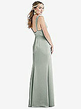 Rear View Thumbnail - Willow Green Twist Strap Maxi Slip Dress with Front Slit - Neve