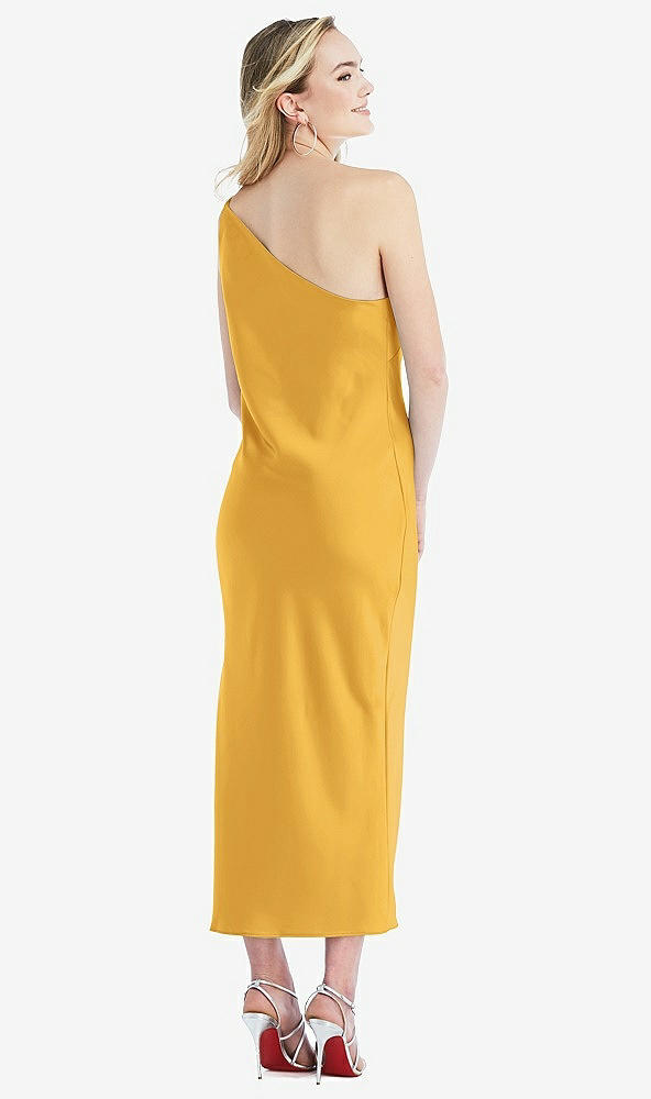 Back View - NYC Yellow One-Shoulder Asymmetrical Midi Slip Dress
