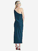 Rear View Thumbnail - Atlantic Blue One-Shoulder Asymmetrical Midi Slip Dress