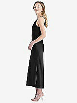 Side View Thumbnail - Black One-Shoulder Asymmetrical Midi Slip Dress