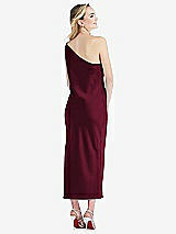 Rear View Thumbnail - Cabernet One-Shoulder Asymmetrical Midi Slip Dress