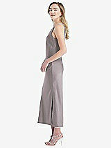 Side View Thumbnail - Cashmere Gray One-Shoulder Asymmetrical Midi Slip Dress