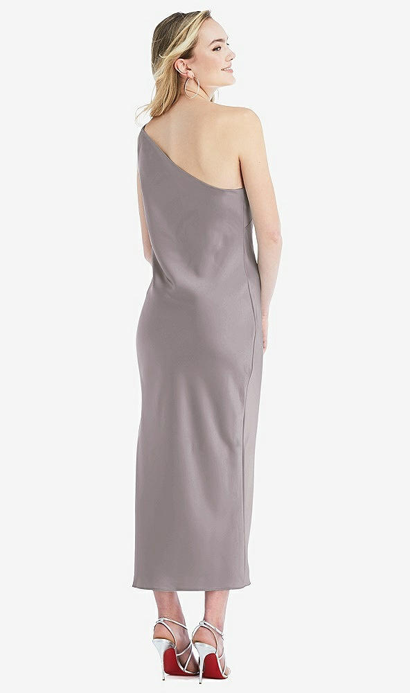 Back View - Cashmere Gray One-Shoulder Asymmetrical Midi Slip Dress