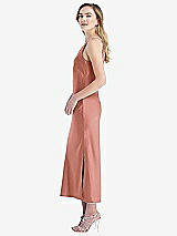 Side View Thumbnail - Desert Rose One-Shoulder Asymmetrical Midi Slip Dress