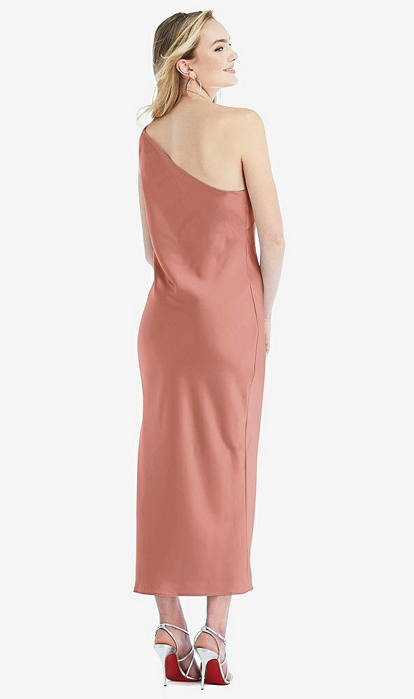 Back View - Desert Rose One-Shoulder Asymmetrical Midi Slip Dress