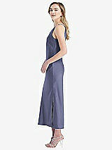 Side View Thumbnail - French Blue One-Shoulder Asymmetrical Midi Slip Dress