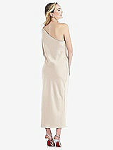 Rear View Thumbnail - Oat One-Shoulder Asymmetrical Midi Slip Dress