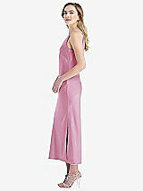 Side View Thumbnail - Powder Pink One-Shoulder Asymmetrical Midi Slip Dress