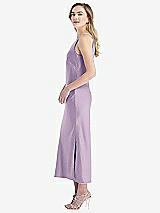 Side View Thumbnail - Pale Purple One-Shoulder Asymmetrical Midi Slip Dress